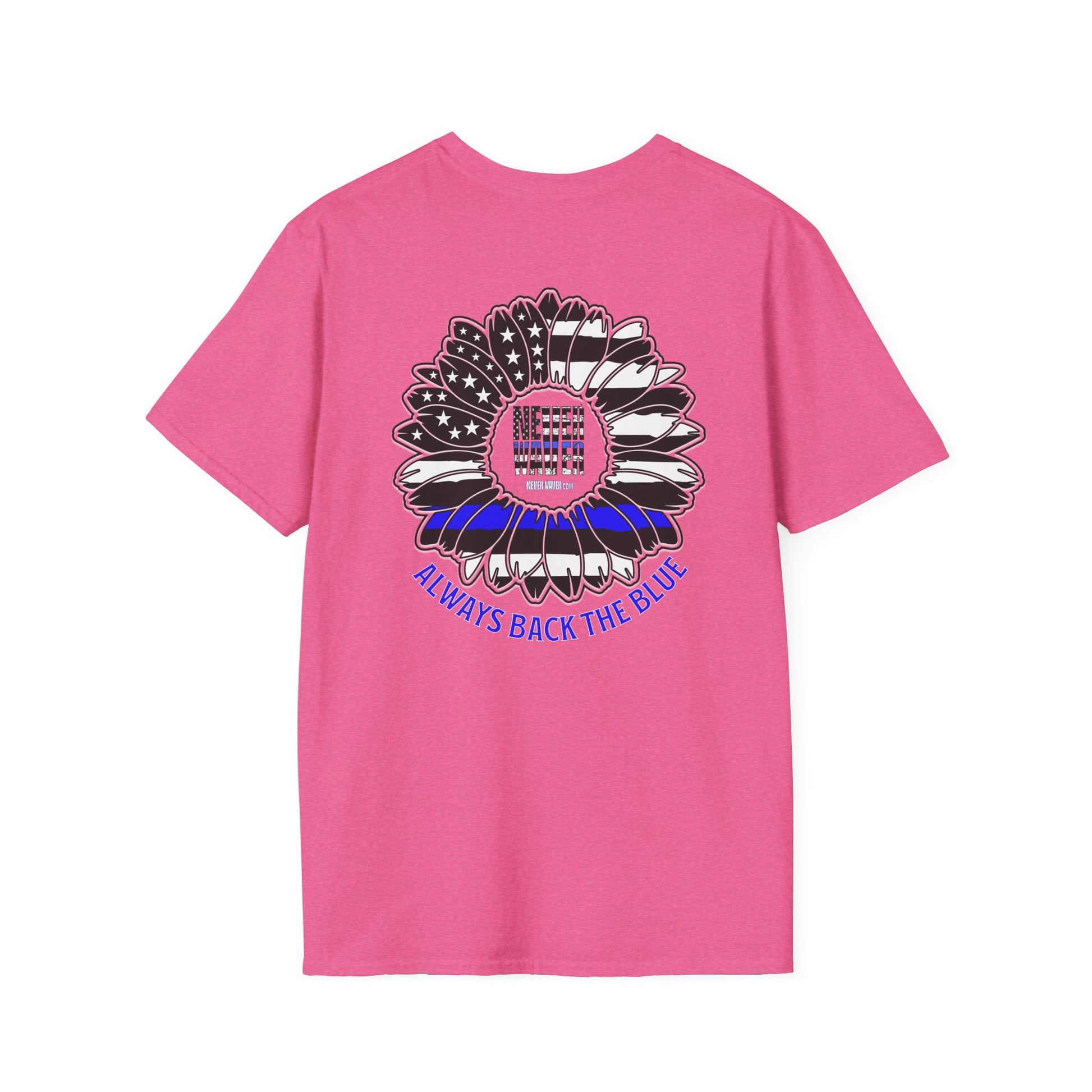 True Americans Never Waver They Always Back The Blue Unisex Softstyle T-Shirt - Never Waver