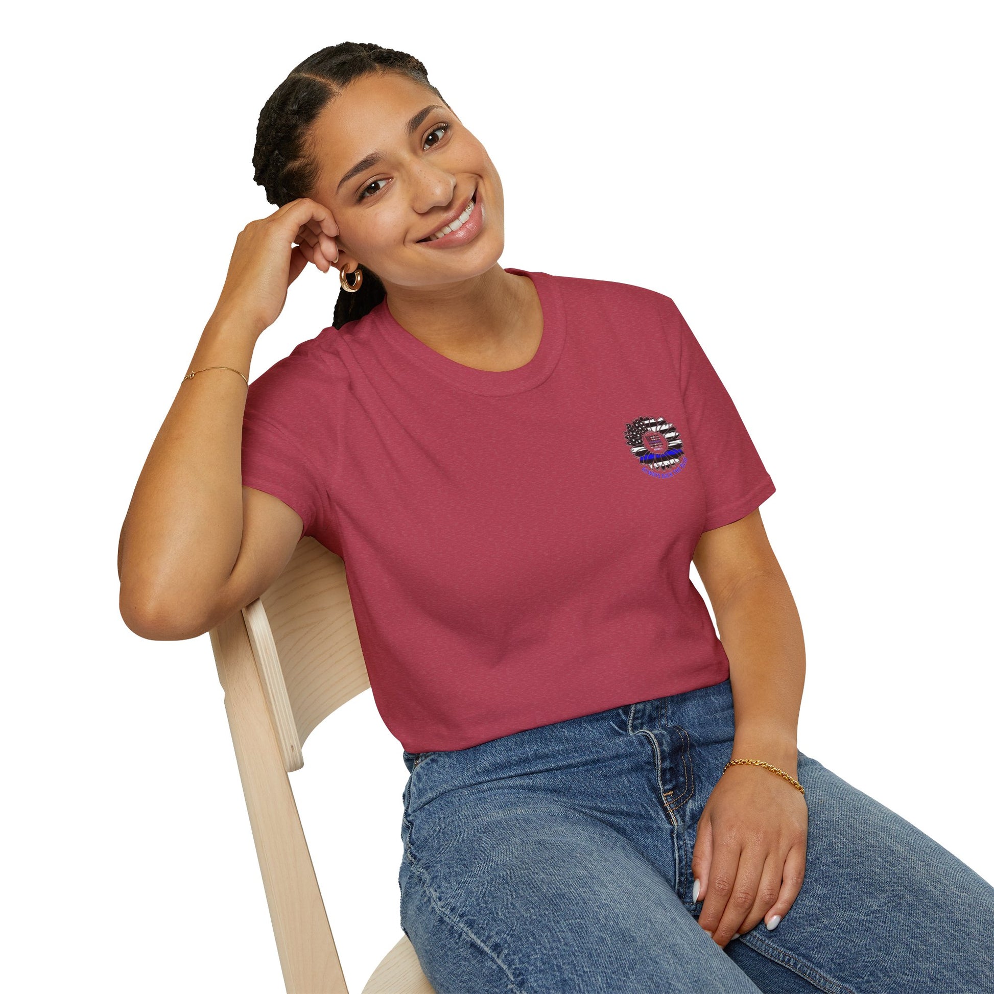True Americans Never Waver They Always Back The Blue Unisex Softstyle T-Shirt - Never Waver