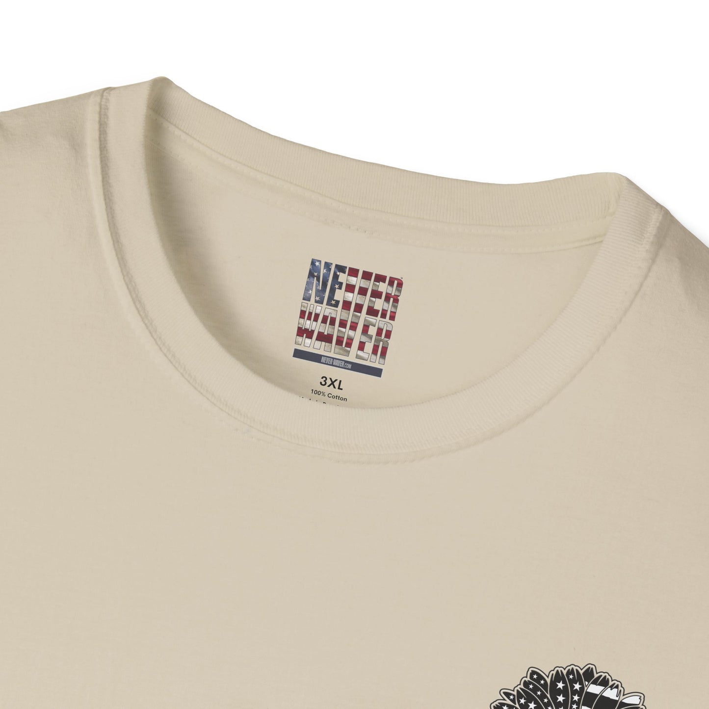 True Americans Never Waver They Always Back The Blue Unisex Softstyle T-Shirt - Never Waver