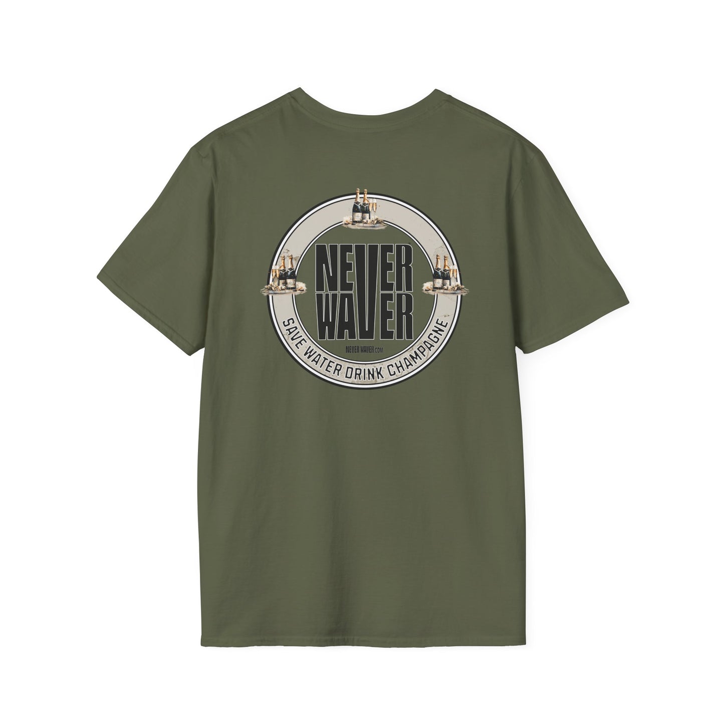 Never Waver Save Water Drink Champagne Unisex Soft style T-Shirt - Never Waver