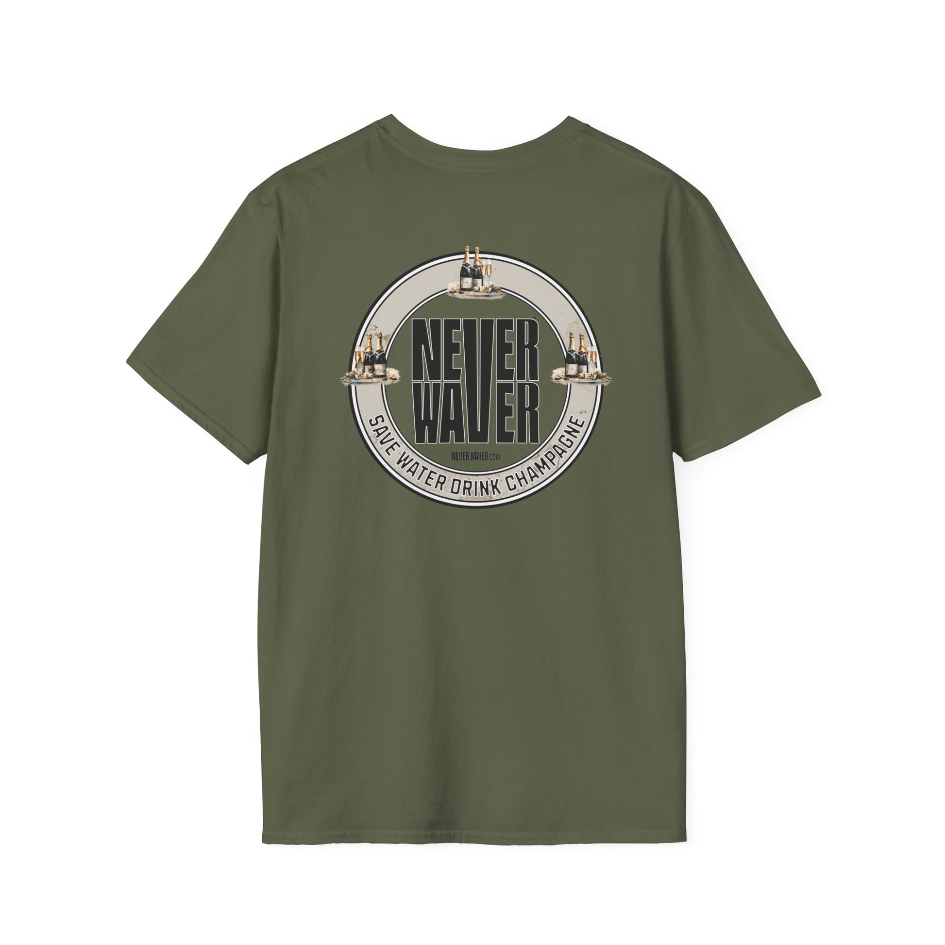 Never Waver Save Water Drink Champagne Unisex Soft style T-Shirt - Never Waver