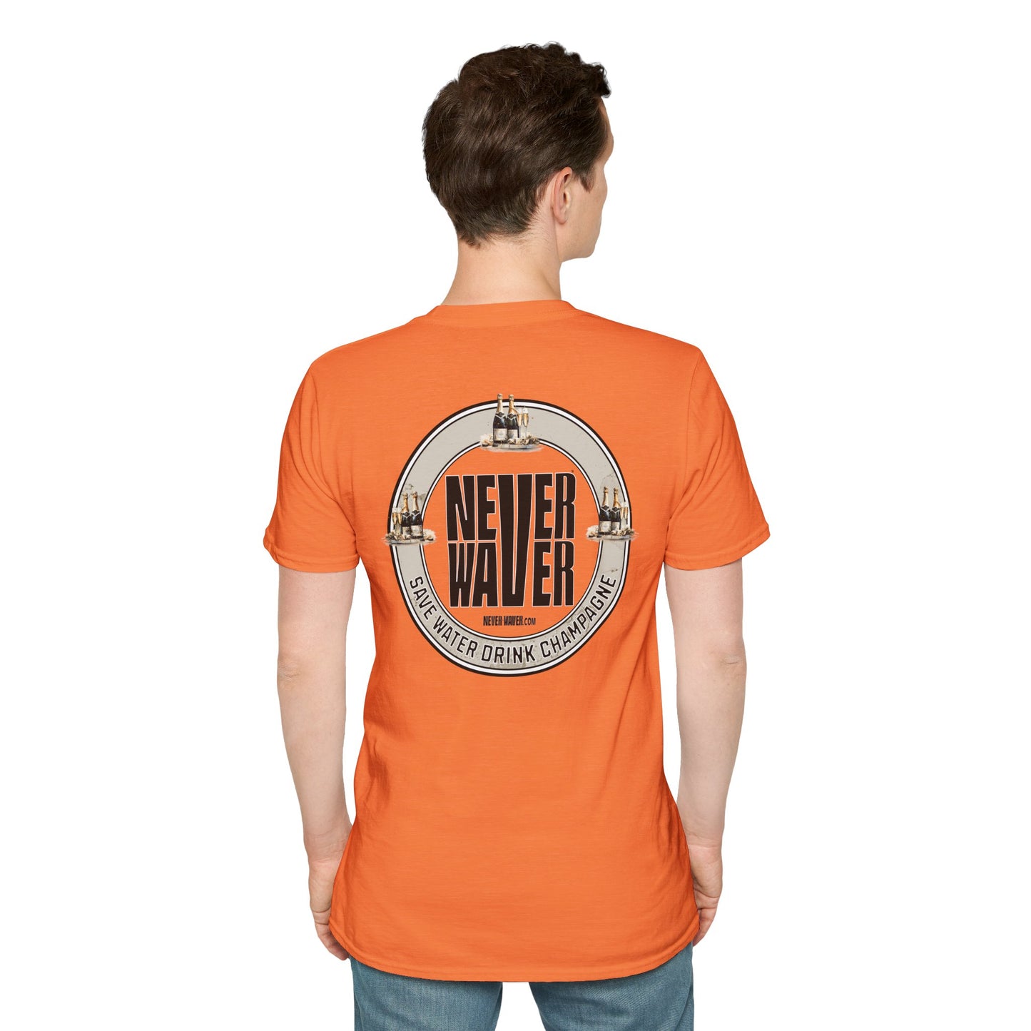 Never Waver Save Water Drink Champagne Unisex Soft style T-Shirt - Never Waver