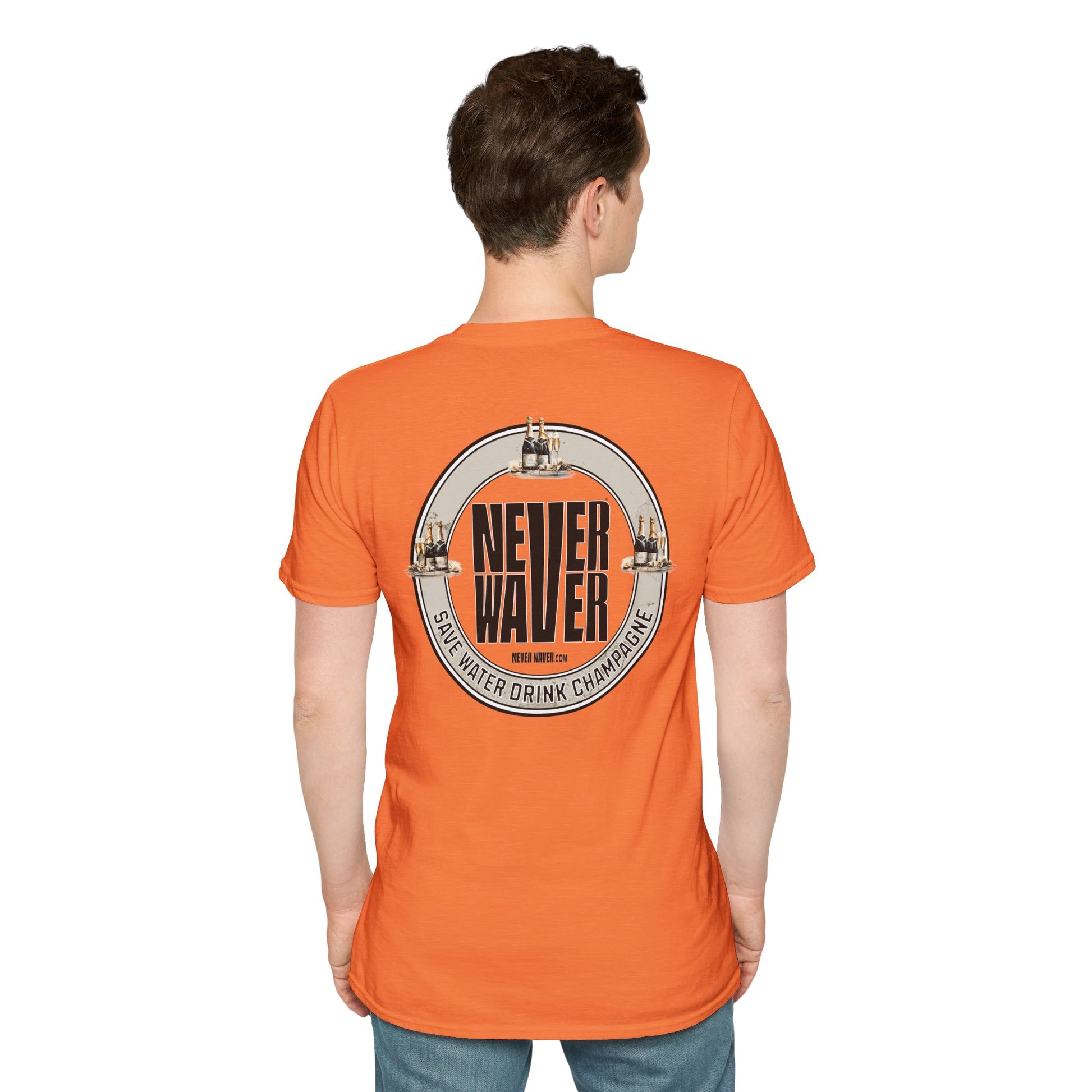 Never Waver Save Water Drink Champagne Unisex Soft style T-Shirt - Never Waver