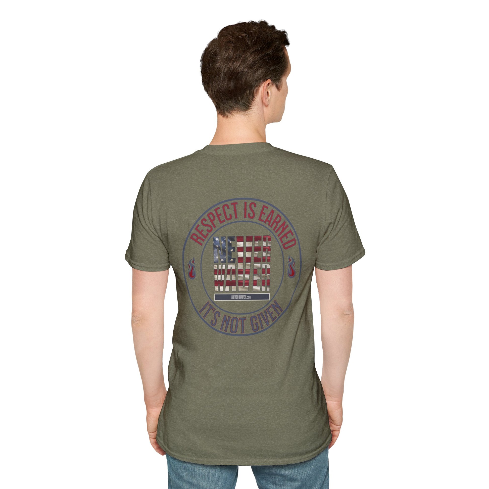 Respect Is Earned  Never Waver It's Not Given Unisex Softstyle T-Shirt - Never Waver