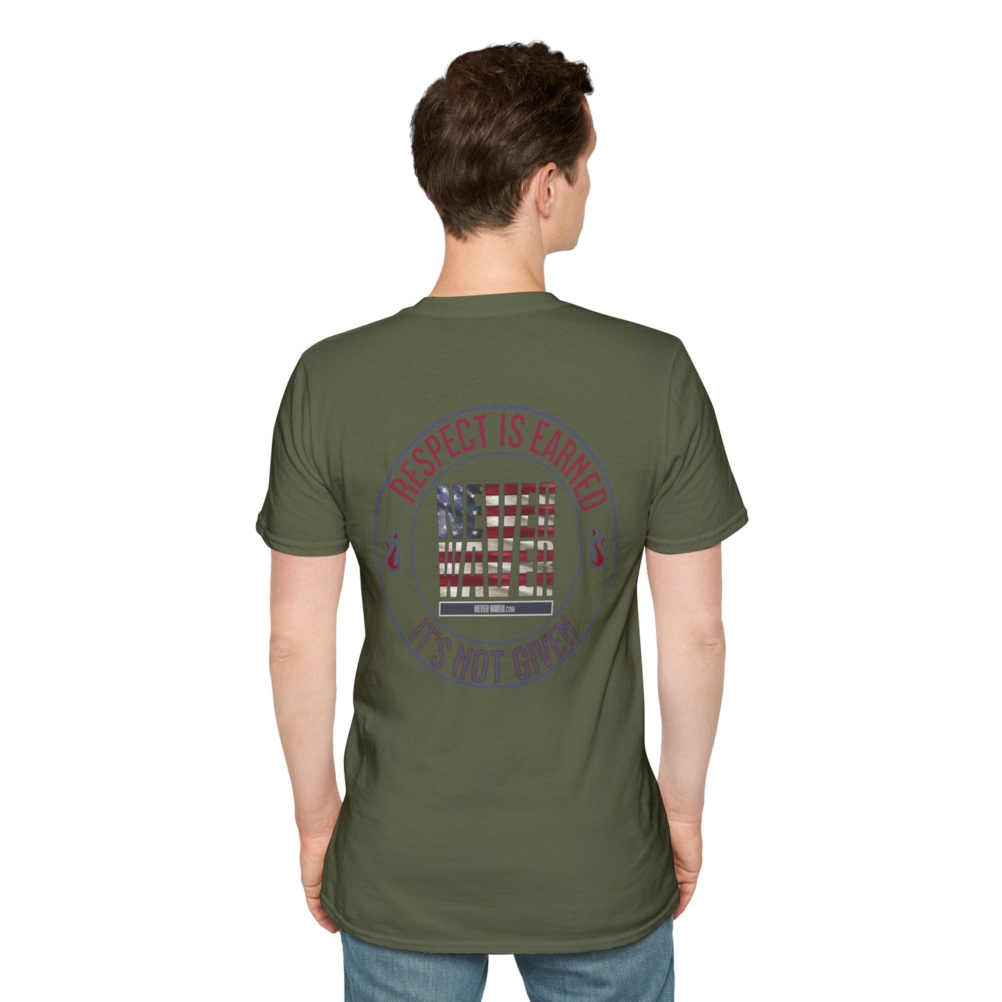 Respect Is Earned  Never Waver It's Not Given Unisex Softstyle T-Shirt - Never Waver