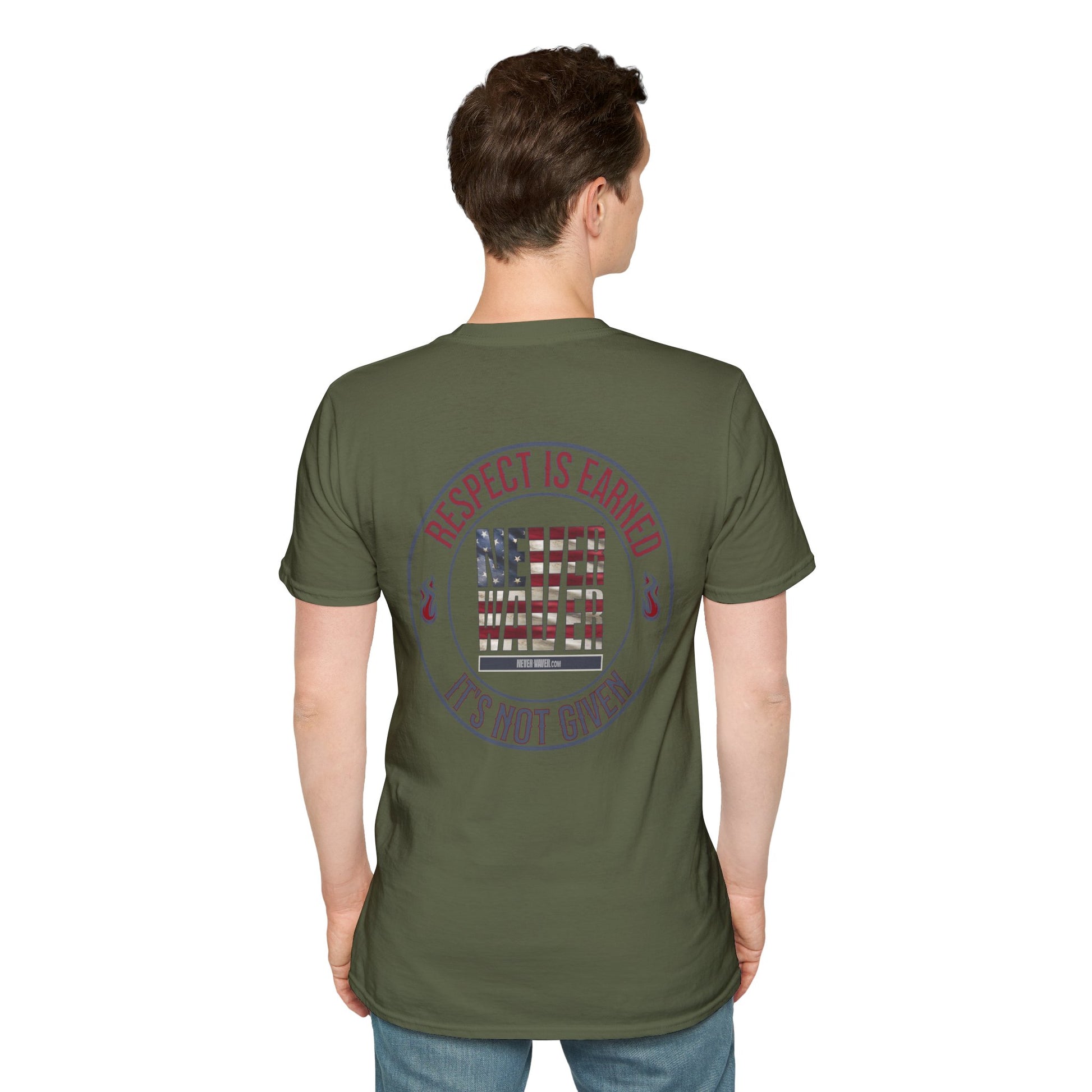 Respect Is Earned  Never Waver It's Not Given Unisex Softstyle T-Shirt - Never Waver