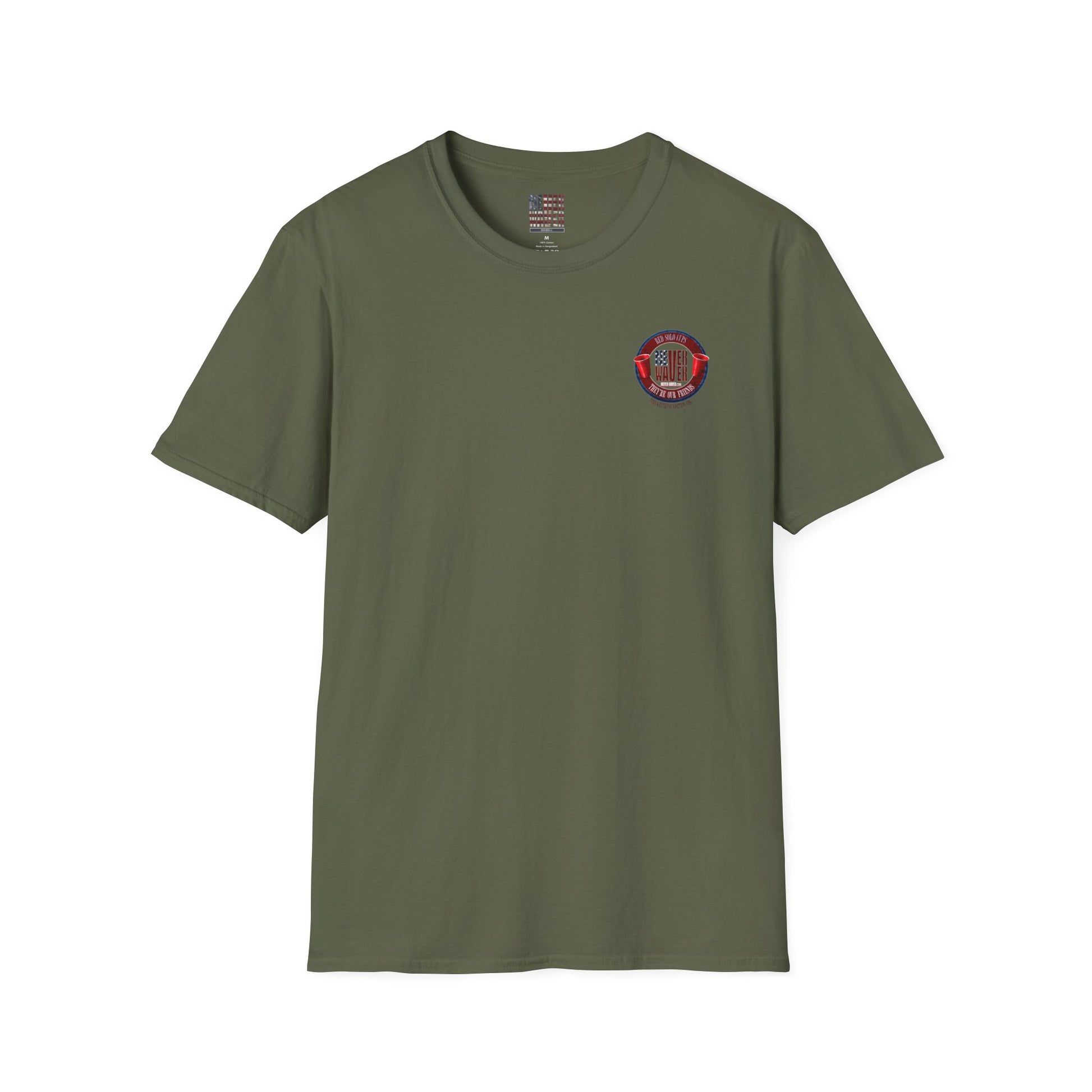 'Red Solo Cups Never Waver They Are Our Friends' with 50% of profits going to the Toby Keith Foundation. Unisex soft style T-shirt - Never Waver