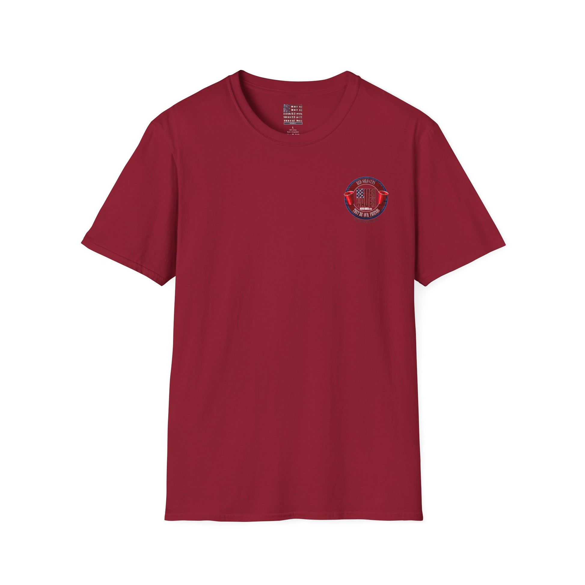 'Red Solo Cups Never Waver They Are Our Friends' with 50% of profits going to the Toby Keith Foundation. Unisex soft style T-shirt - Never Waver