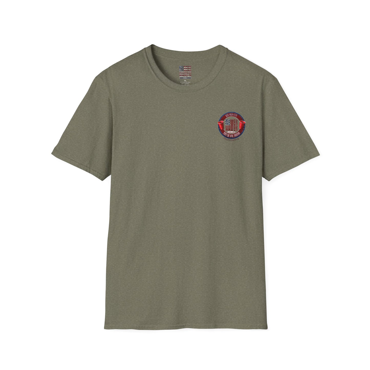 'Red Solo Cups Never Waver They Are Our Friends' with 50% of profits going to the Toby Keith Foundation. Unisex soft style T-shirt - Never Waver