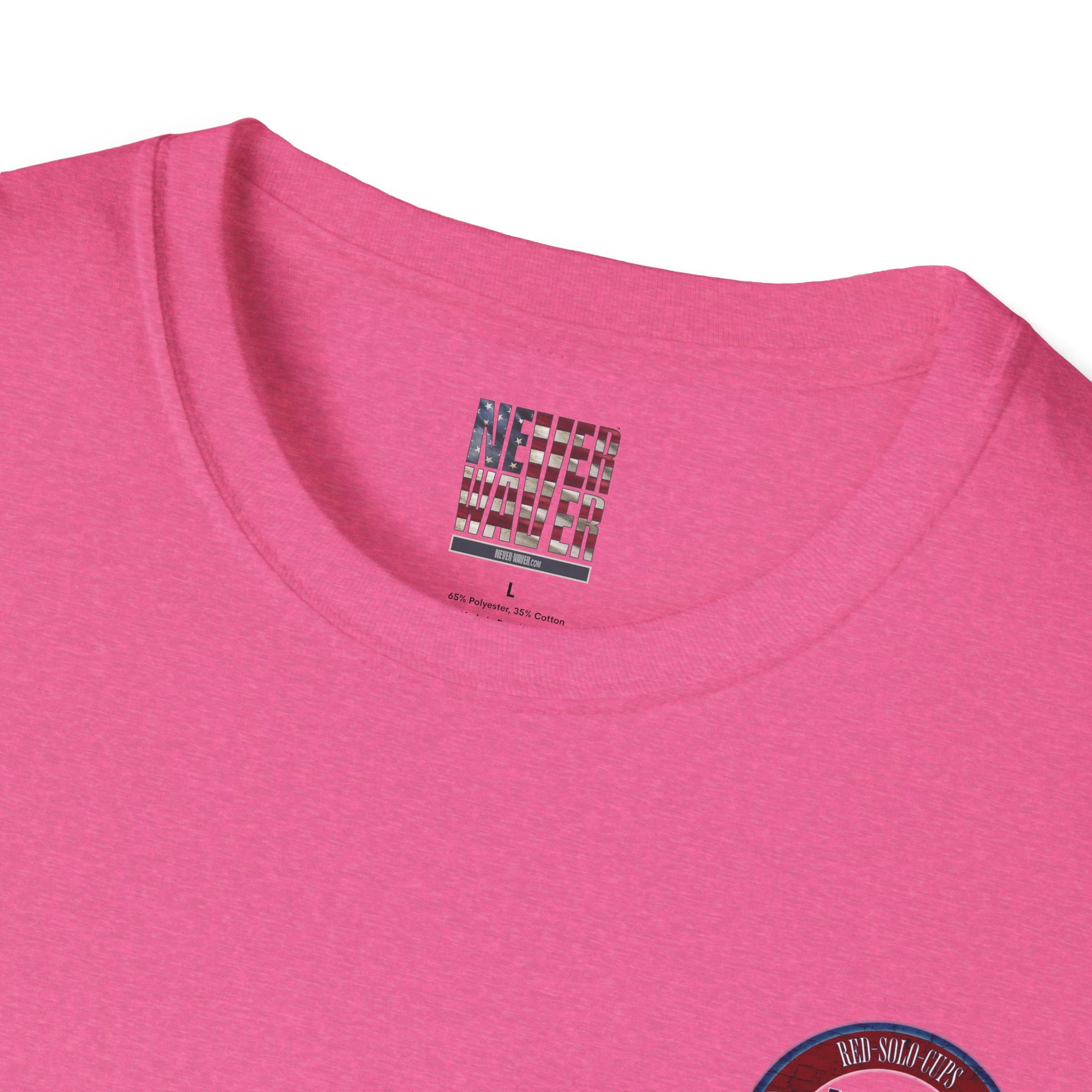 'Red Solo Cups Never Waver They Are Our Friends' with 50% of profits going to the Toby Keith Foundation. Unisex soft style T-shirt - Never Waver