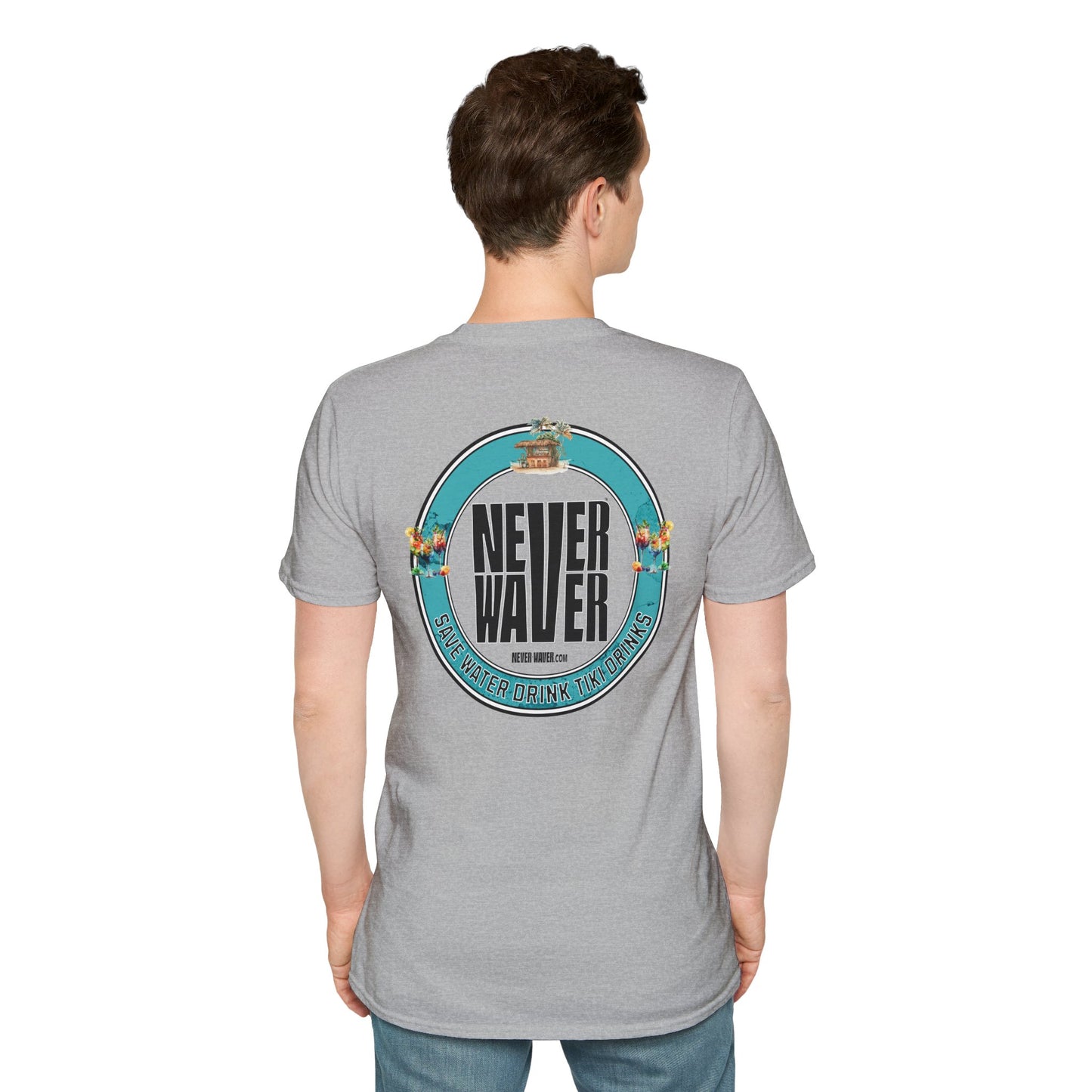 Never Waver Save Water Drink Tiki Drinks Unisex Soft style T-Shirt - Never Waver