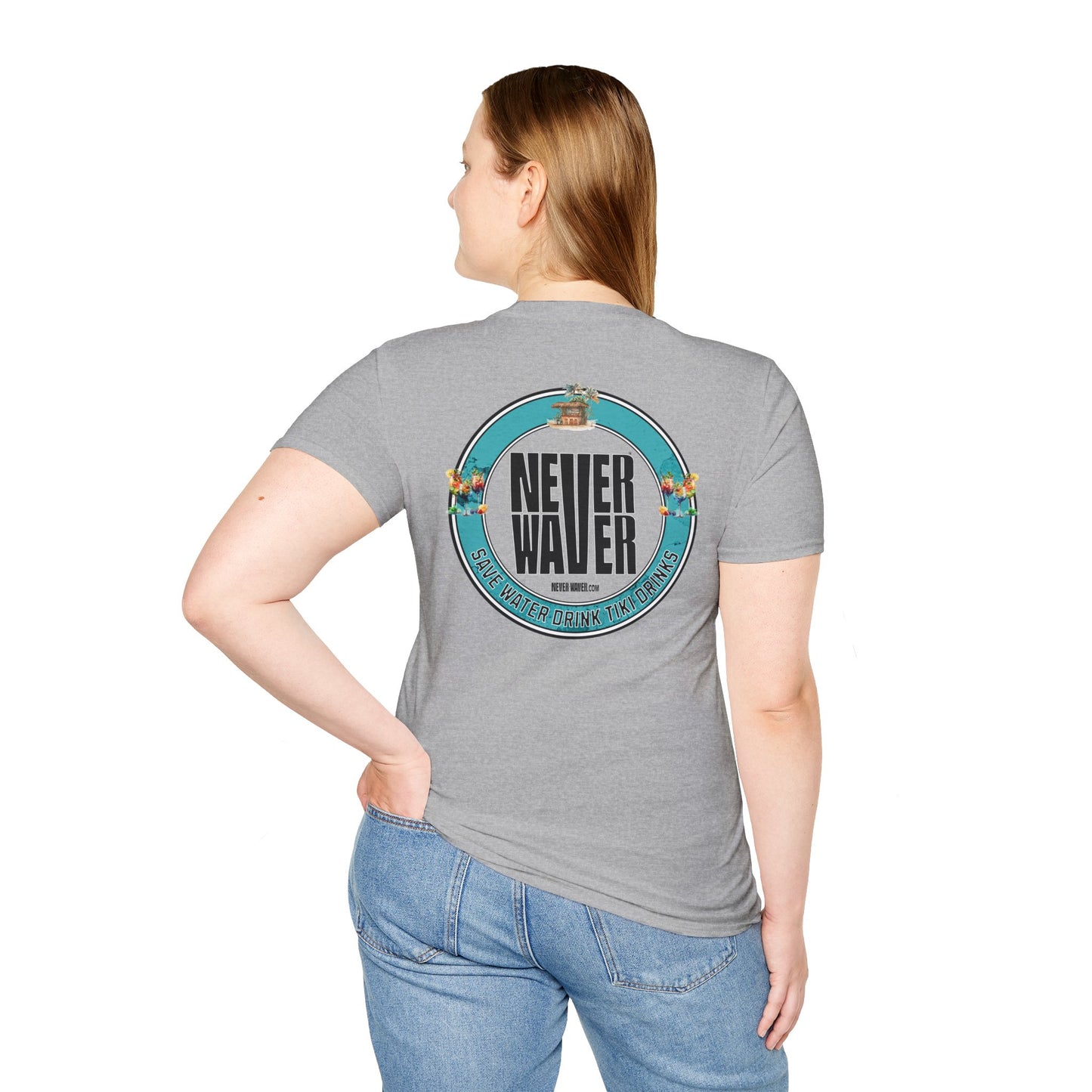 Never Waver Save Water Drink Tiki Drinks Unisex Soft style T-Shirt - Never Waver
