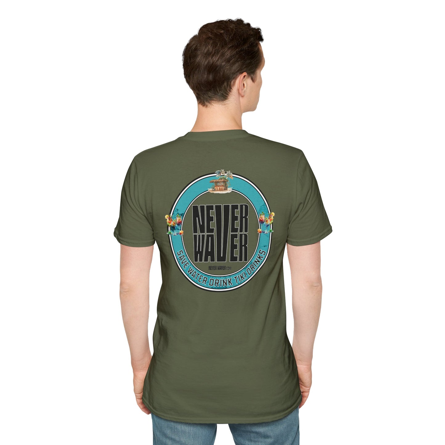 Never Waver Save Water Drink Tiki Drinks Unisex Soft style T-Shirt - Never Waver
