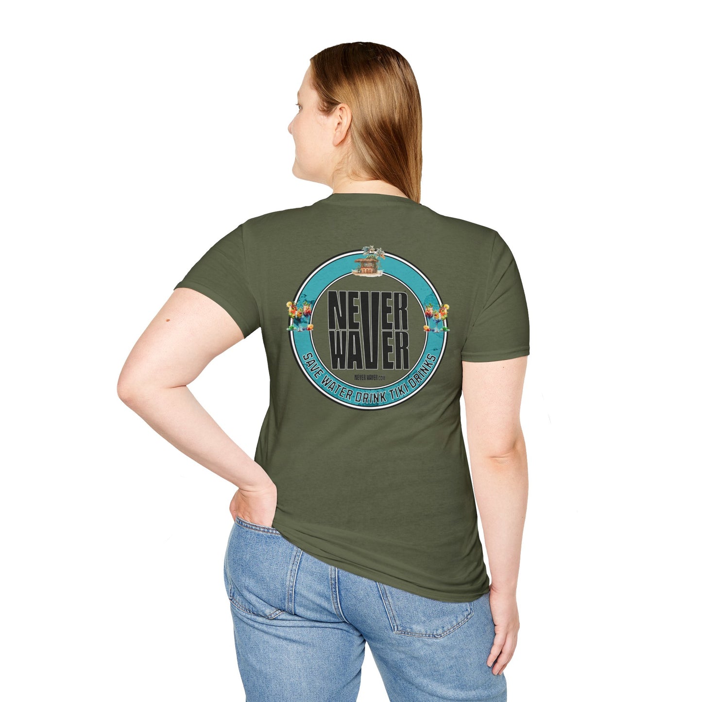 Never Waver Save Water Drink Tiki Drinks Unisex Soft style T-Shirt - Never Waver
