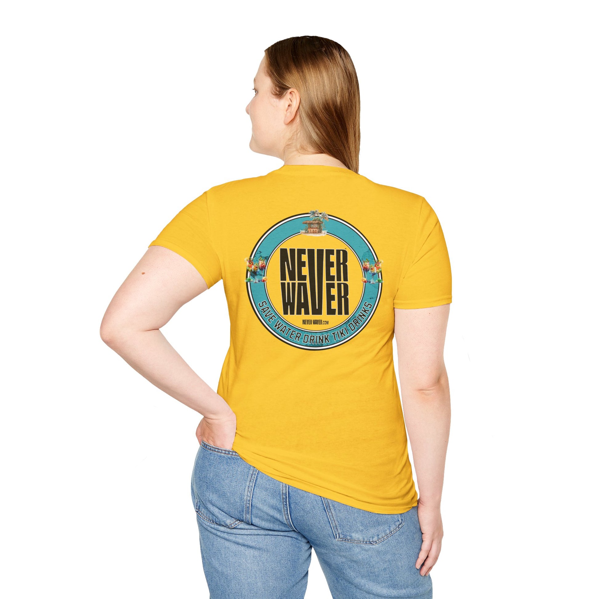 Never Waver Save Water Drink Tiki Drinks Unisex Soft style T-Shirt - Never Waver