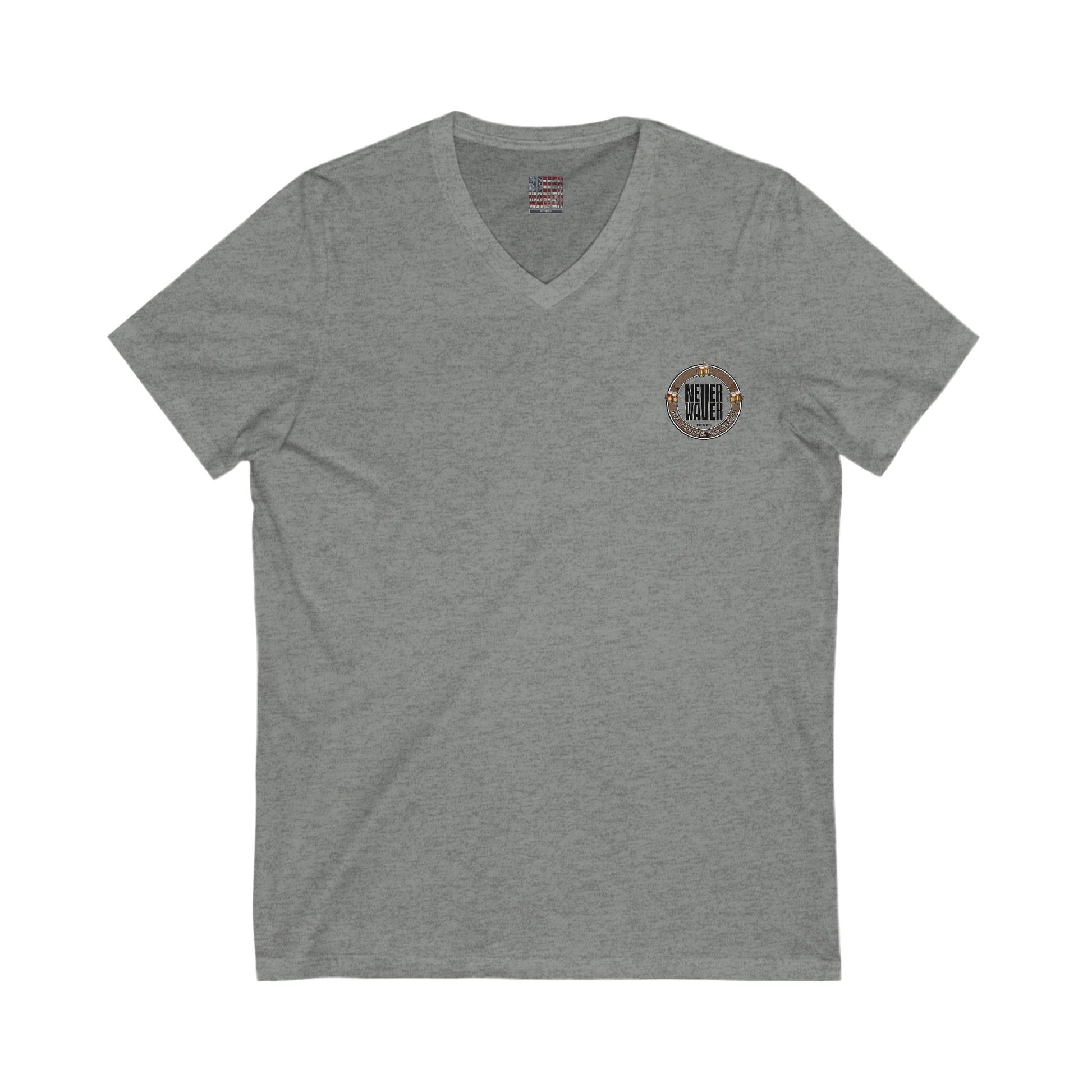 Never Waver Beer Is cheaper Than Therapy Unisex V-Neck Tee - Motivational Graphic Shirt - Never Waver