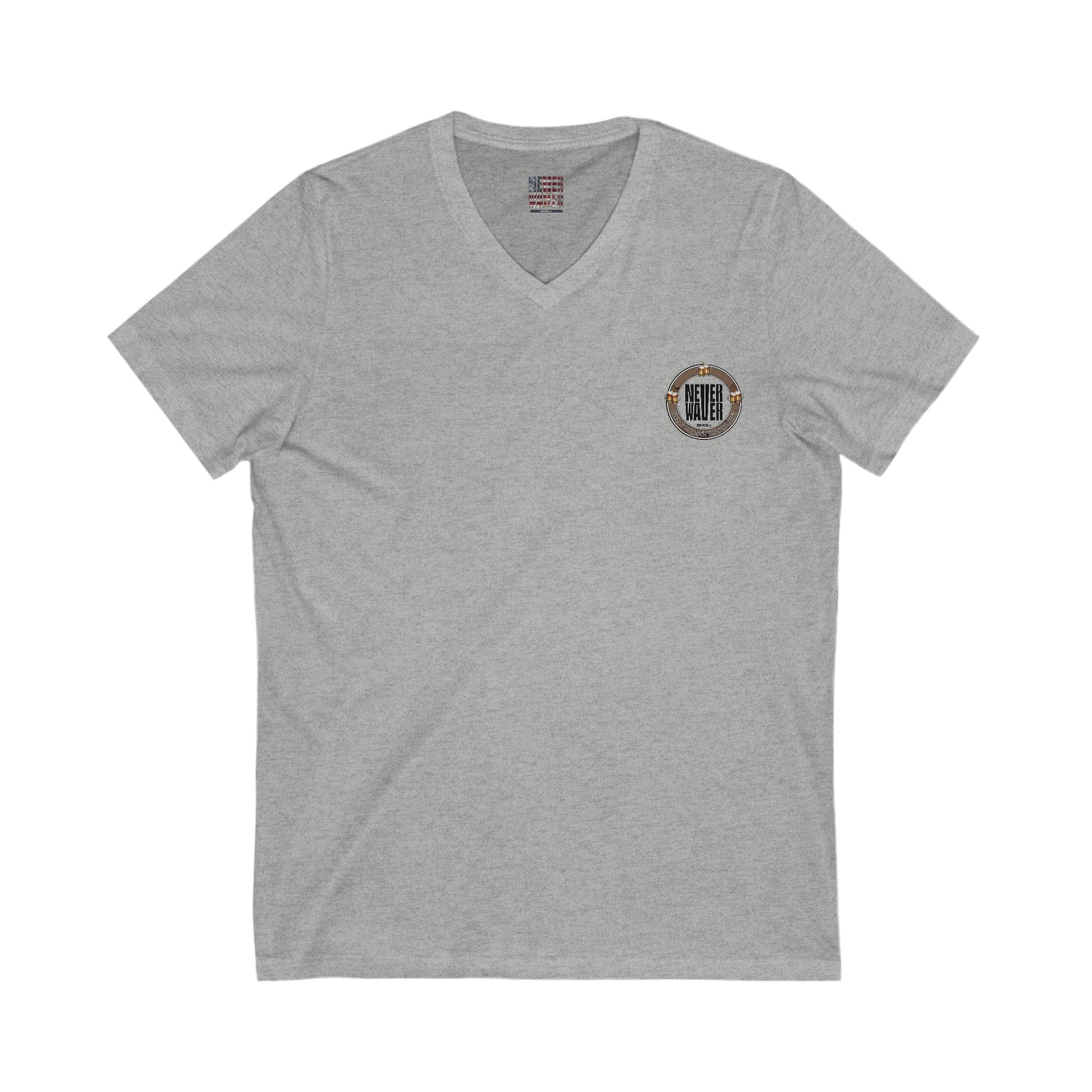 Never Waver Beer Is cheaper Than Therapy Unisex V-Neck Tee - Motivational Graphic Shirt - Never Waver