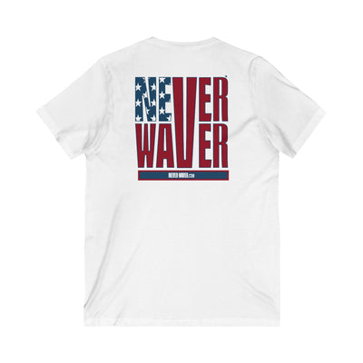 Never Waver Unisex Jersey Short Sleeve V-Neck Tee - Never Waver